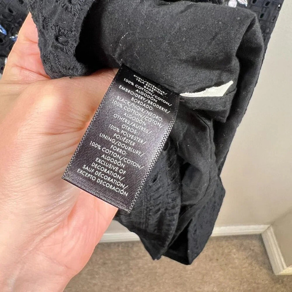 Ann Taylor Eyelet Floral Sheath Dress Size 6 Black Work Office Career Church - Picture 9 of 10